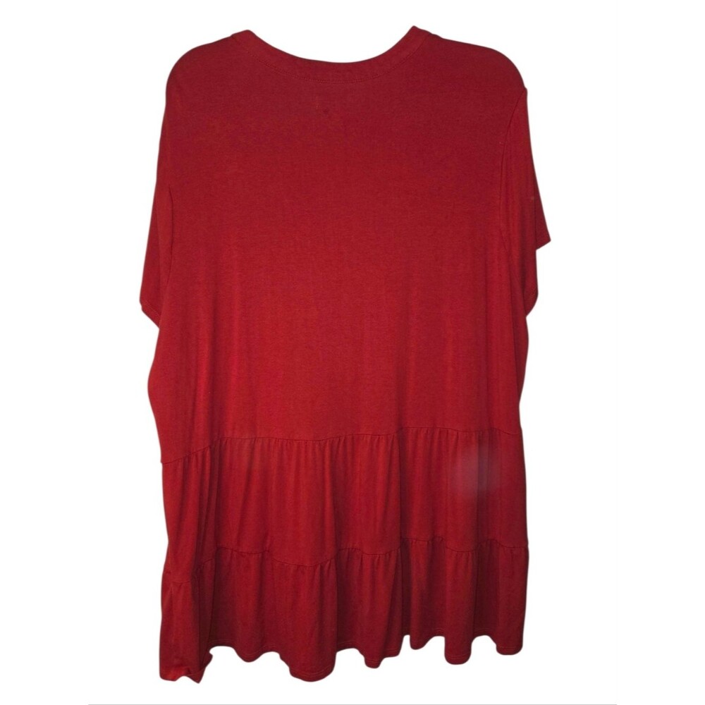 Wonderly Red Tiered Tunic Blouse - Picture 3 of 10
